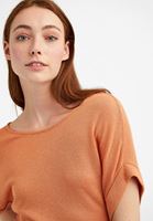 Bayan Turuncu Bot Yaka Keten Tişört