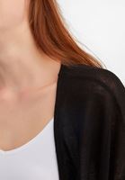 Bayan Siyah Keten Karışımlı Kısa Hırka