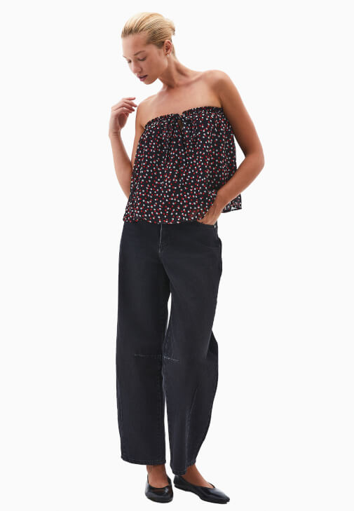 Bağcıklı Pantolon ve Straplez Bluz Kombini