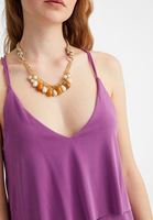 Bayan Çok Renkli Karma Uçlu Tasarım Kolye