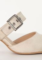 Bayan Krem Toka Detaylı Topuklu Ayakkabı