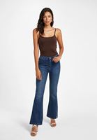 Bayan Mavi Yüksek Bel Flare Paça Detaylı Jean