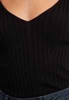 Bayan Siyah Kolları Kesik V Yaka Triko