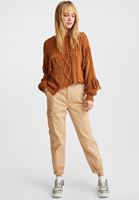 Bayan Kahverengi Kesik Detaylı Örgü Kazak