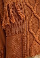 Bayan Kahverengi Kesik Detaylı Örgü Kazak