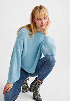 Bayan Mavi Asimetrik Kesim Triko