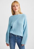 Bayan Mavi Asimetrik Kesim Triko