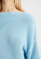 Bayan Mavi Asimetrik Kesim Triko