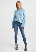 Bayan Mavi Asimetrik Kesim Triko