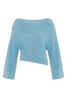 Bayan Mavi Asimetrik Kesim Triko