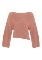 Bayan Pembe Asimetrik Kesim Triko