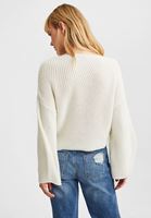 Bayan Krem Asimetrik Kesim Triko