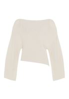 Bayan Krem Asimetrik Kesim Triko