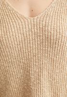 Bayan Krem V Yaka Örgü Triko Kazak