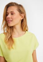 Bayan Sarı Kayık Yaka Kısa Sweatshirt