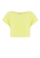 Bayan Sarı Kayık Yaka Kısa Sweatshirt