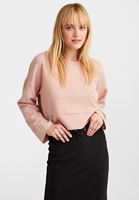 Bayan Pembe Kolları Yırtmaç Detaylı Crop Sweatshirt 