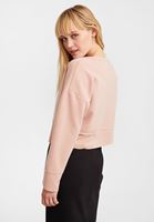 Bayan Pembe Kolları Yırtmaç Detaylı Crop Sweatshirt 