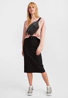Bayan Pembe Kolları Yırtmaç Detaylı Crop Sweatshirt 