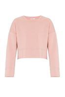 Bayan Pembe Kolları Yırtmaç Detaylı Crop Sweatshirt 