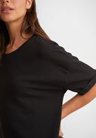 Bayan Siyah Sıfır Yaka Oversize Tişört