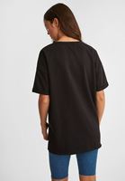 Bayan Siyah Sıfır Yaka Oversize Tişört