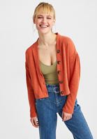 Bayan Turuncu Düğmeli Hırka