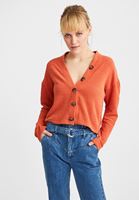 Bayan Turuncu Düğmeli Hırka