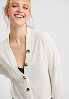 Bayan Krem Düğmeli Hırka