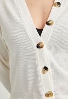 Bayan Krem Düğmeli Hırka