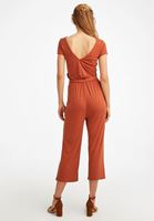 Bayan Kahverengi V Yaka Yumuşak Dokulu Tulum