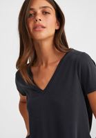 Bayan Siyah V Yaka Yumuşak Dokulu Tişört