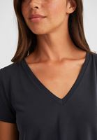 Bayan Siyah V Yaka Yumuşak Dokulu Tişört