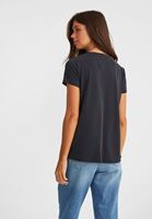 Bayan Siyah V Yaka Yumuşak Dokulu Tişört