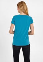 Bayan Mavi V Yaka Yumuşak Dokulu Tişört