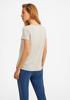 Bayan Krem V Yaka Yumuşak Dokulu Tişört