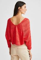 Bayan Kırmızı Dantel Görünümlü Bluz