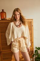Women Beige Lace Kimono