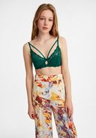 Bayan Yeşil Biye Detaylı Dantelli Büstiyer