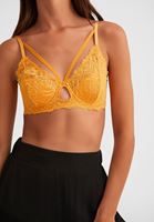 Bayan Sarı Biye Detaylı Dantelli Büstiyer