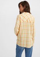 Bayan Turuncu Kareli Uzun Kollu Gömlek