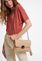 Bayan Krem Toka Detaylı Süet Çanta