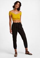 Bayan Sarı Dikişsiz Crop Top