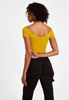 Bayan Sarı Dikişsiz Crop Top