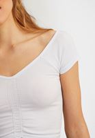 Bayan Beyaz Dikişsiz Crop Top