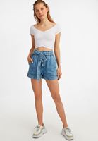 Bayan Beyaz Dikişsiz Crop Top