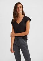Bayan Siyah Kısa Kollu V Yaka Tişört