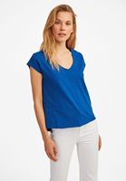 Bayan Mavi Kısa Kollu V Yaka Tişört