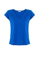 Bayan Mavi Kısa Kollu V Yaka Tişört