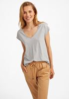 Bayan Gri Kısa Kollu V Yaka Tişört